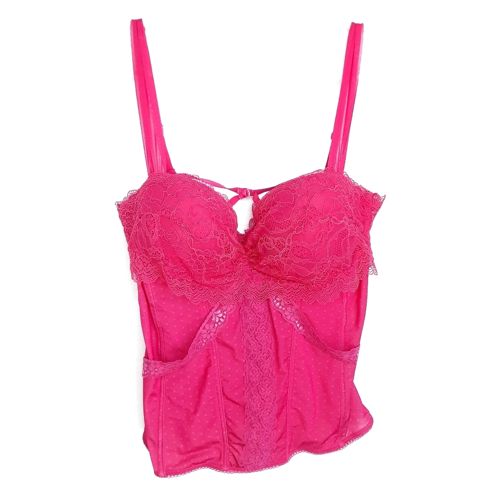 VICTORIA'S SECRET Sexy Little Things Y2K Polka Dot Lace Bustier Bra Top Size 36C